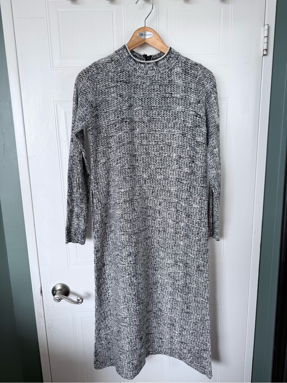 Zara Black & White Marled Long Sleeve Knit Dress